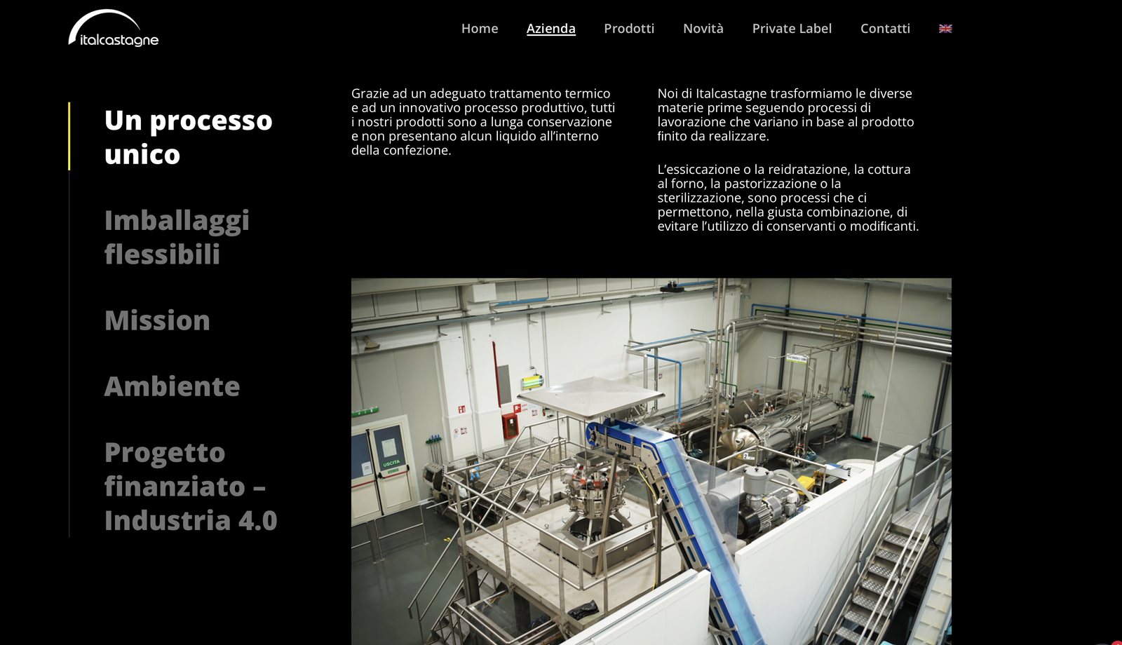 Sito italcastagne.com, Pagina Azienda, realizzato da Visione Nuova