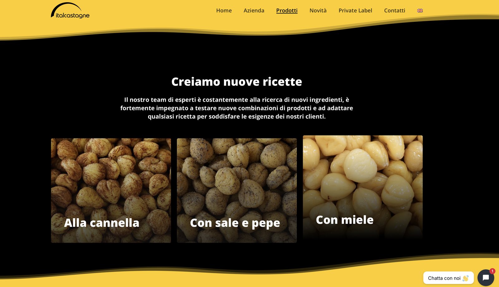 Sito italcastagne.com, Sezione ricette, realizzato da Visione Nuova