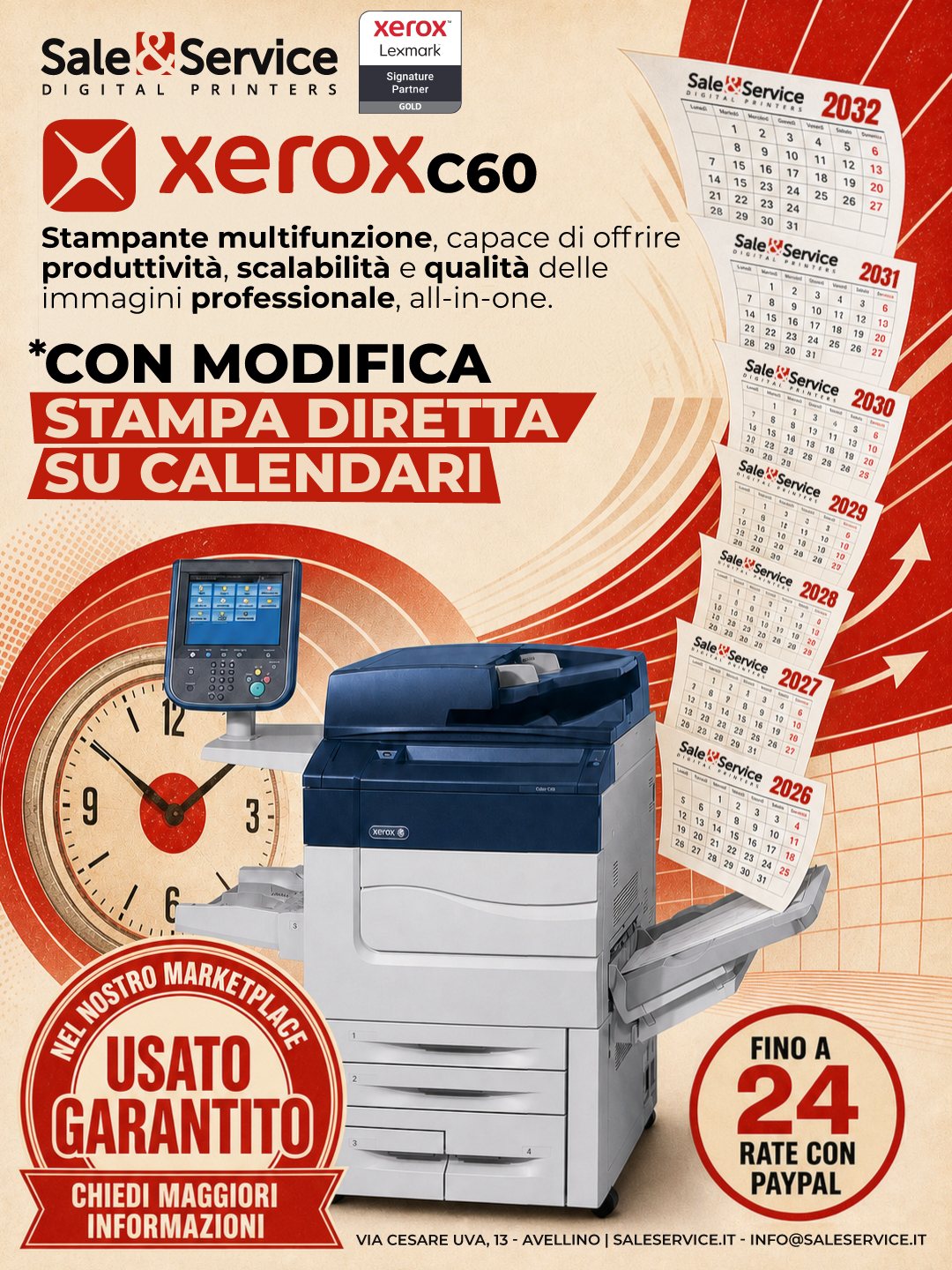 Post social Sale&Service, Xerox C60, stampa diretta su calendari
